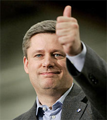 Prime Minister Stephen Harper: "Way to go, David!"
