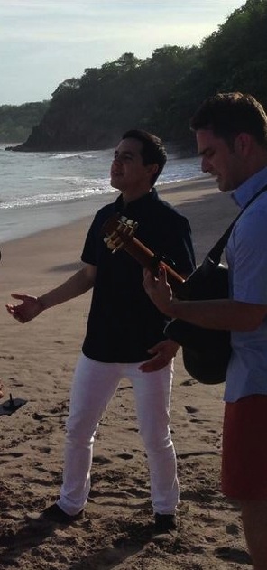 Costa-Rica-David-singing-blue-shirt-white-pants